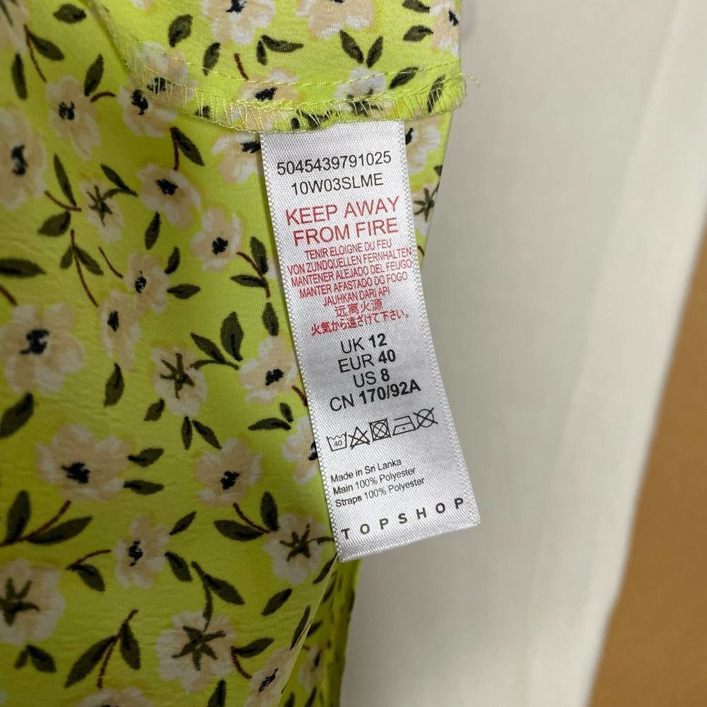 Topshop Sleeveless Floral Square Neck Drop Waist Midi Dress Tie Strap Size 8 - Picture 12 of 14